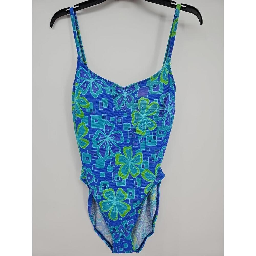Vintage Sessa  Swimsuit 16 California One Piece  Bathing Suit Vibrant Floral 90s